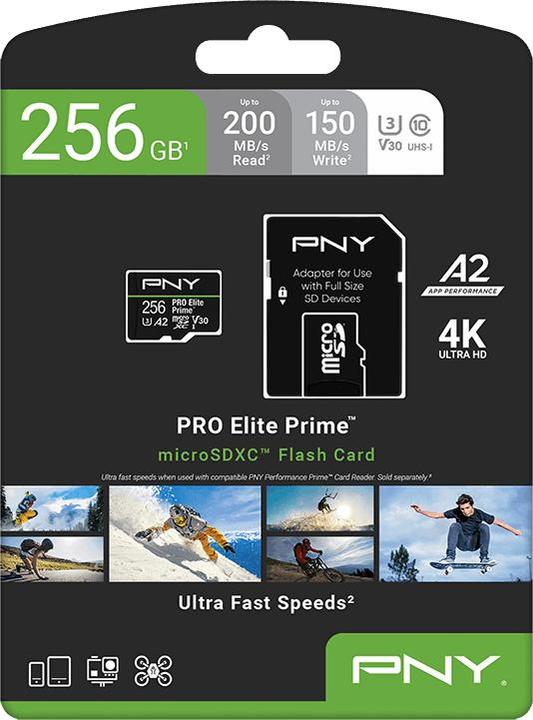 Produktbild PNY microSD Pro Elite Prime 256GB (256 GB, microSDXC, U3, UHS-I)