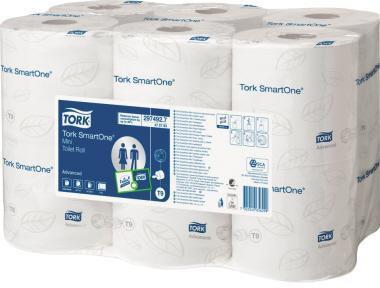 Produktbild Tork 472193 Toilettenpapier Lotus SmartOne mini Tissue weiss 620 Blatt # 297492, 12 Rollen/Ktn, 111m (12 x)