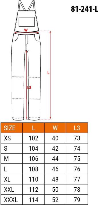 Nutritional values and ingredients Neo Camo work dungarees size L (L)