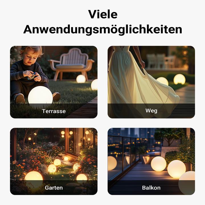 Actual product image Wiltec Outdoor Ball Light Ø30 cm, Garden Light with Ground Spike, IP44 Outdoor Light, 40W E-27 Socket (E27, IP44)