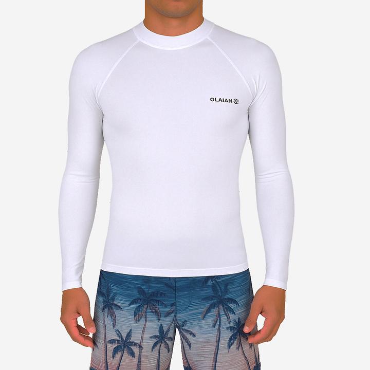 Olaian UV-Shirt Surfen Herren langarm - Top 100 weiss (3XL)