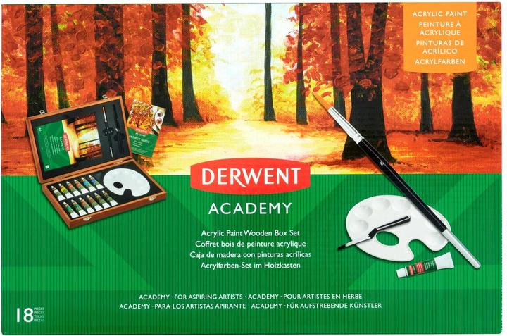 Derwent Acrylic Paint Acrylic Wooden Box Multicolored (Multicoloured, 12 ml)