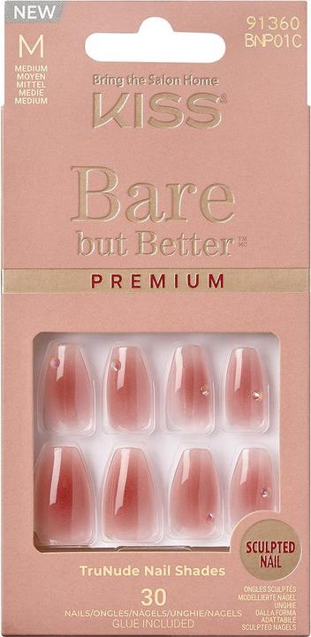 KISS Nails - Ks Bare-but-better Premium Nails - Shine (Kunstnägel, Pink)