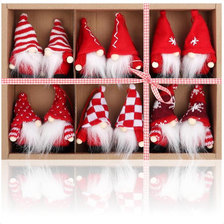 Produktbild Com-four 12-teiliges Weihnachtsbaum-Anhänger Set Wichtelfiguren (12 -teilig)