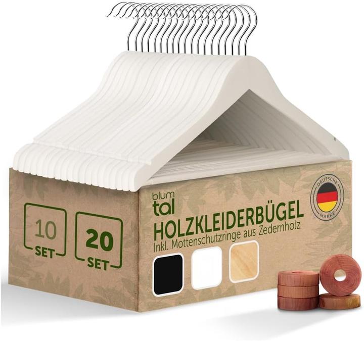 Produktbild Blumtal 20er-Set Kleiderbügel + Zedernholz Mottenschutz (20 x)