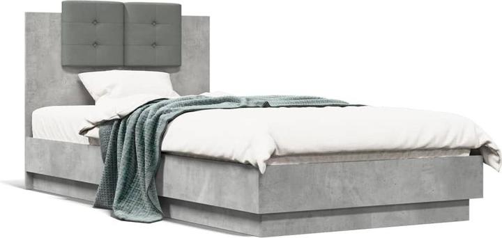 Produktbild VidaXL Bettgestell mit Kopfteil Betongrau (90 x 190 cm)