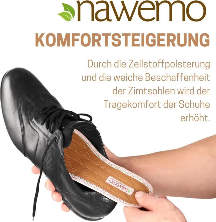 Actual product image Nawemo Cinnamon insoles against sweaty feet