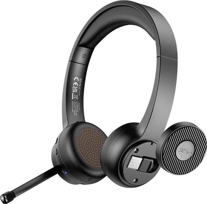 Eksa H16 Computer On Ear Headset Bluetooth® Schwarz Noise Cancelling, Mikrofon (Kabellos, USB-A)