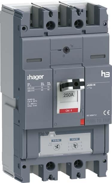 Hager HNJ250DR h3 x630 TM ADJ 3P3D 250A 40kA Leistungsschalter