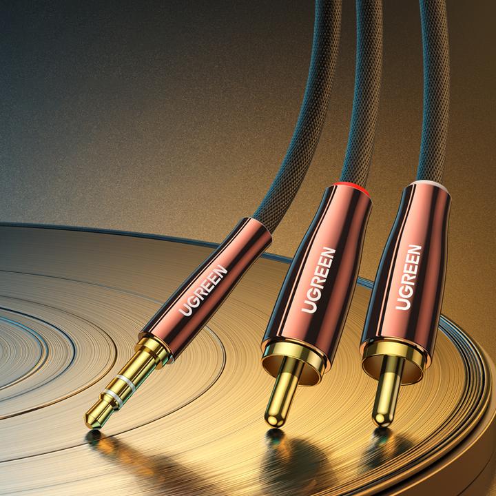 Produktbild Ugreen AV170 2x RCA cable (Cinch) jack 3.5mm, 2m (black) (2 m)