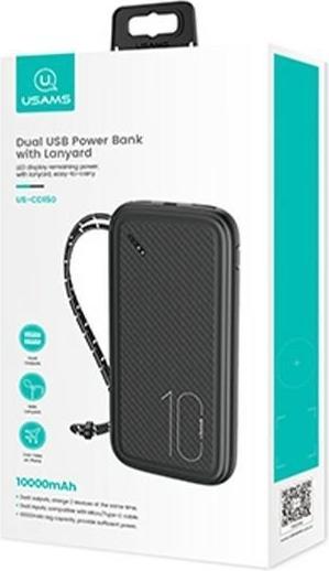 Actual product image Usams Powerbank PB56 10000mAh 2xUSB USB-C MicroUSB Fast Charge czarnyblack 10KCD (10000 mAh, 10 W, 37 Wh)