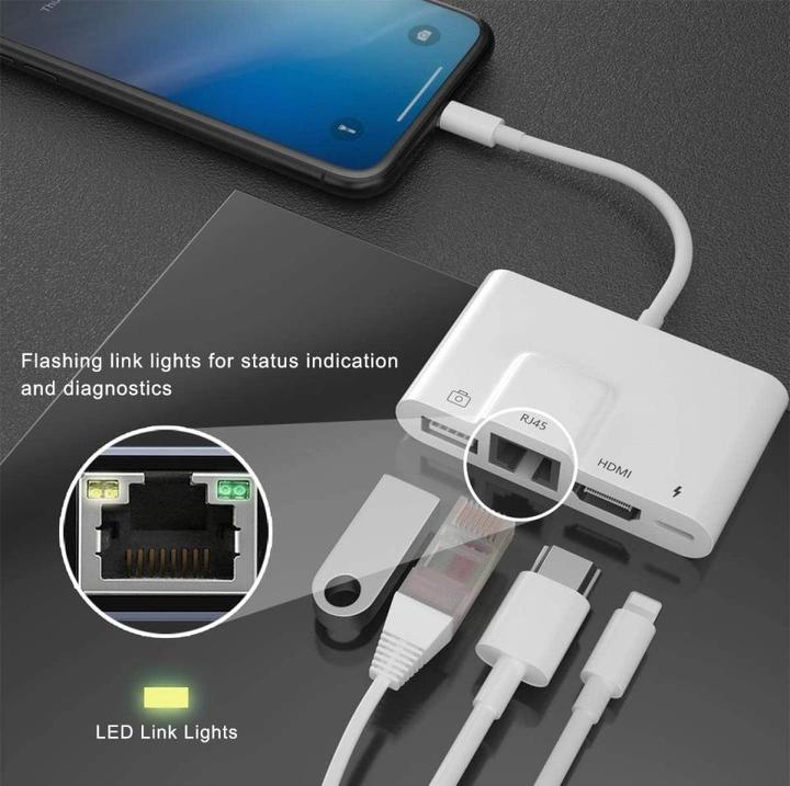Produktbild PowerGuard 4-in-1 Lightning Ethernet OTG Digital AV HDMI USB Adapter