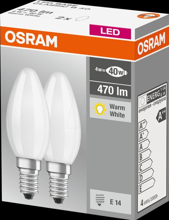 Immagine prodotto Osram Base Led Classic B (E14, 4 W, 470 lm, 2 x, E)