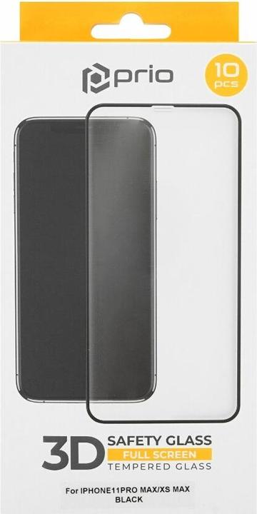 Immagine prodotto prio Protezione in vetro temperato 10x 3D per iPhone 11 Pro Max/XS Max nero (10 Pezzo/i, Apple iPhone 11 Pro Max, Apple iPhone XS Max)