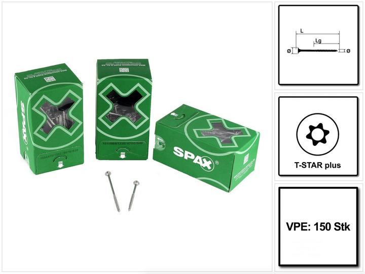 Produktbild Spax Tellerkopfschraube flach 5,0 x 87 mm 150 Stk. ( 0251010500875 ) Teilgewinde Torx T-STAR plus (150 Schrauben pro Stück)
