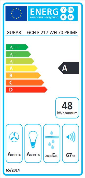 Energy Label Gurari GCH E 217 WH 70 PRIME (Substructure hood)