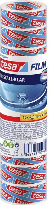 Produktbild tesa 10x tesafilm KRISTALL-KLAR, hochtransparent, alterungsbeständig, mit starker Haftung (15 mm)
