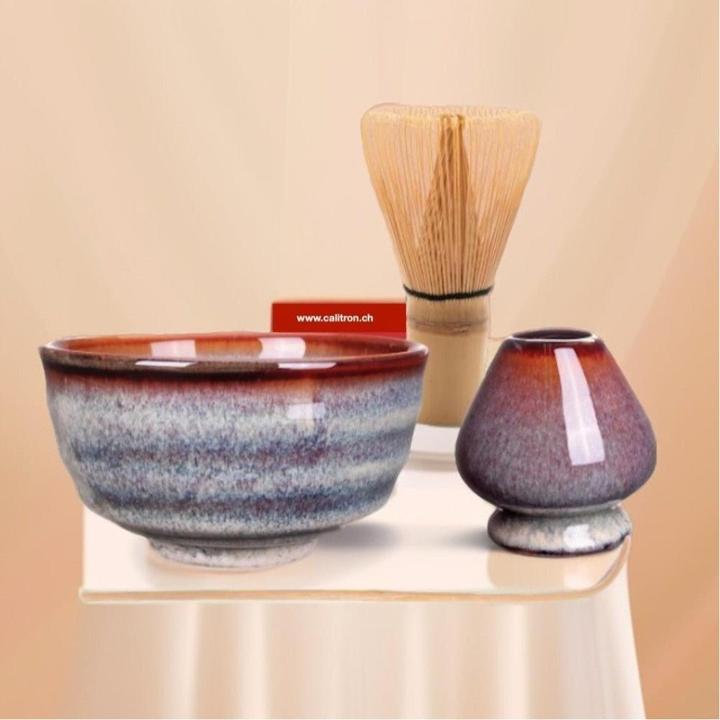 Image du produit Calimatcha Set de thé vert Matcha Nezumi iro incluant un balai à Matcha