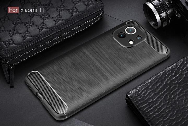 Immagine prodotto Cover-Discount Xiaomi Mi 11 - Custodia in gomma con look in carbonio metallico nero (Xiaomi Mi 11)