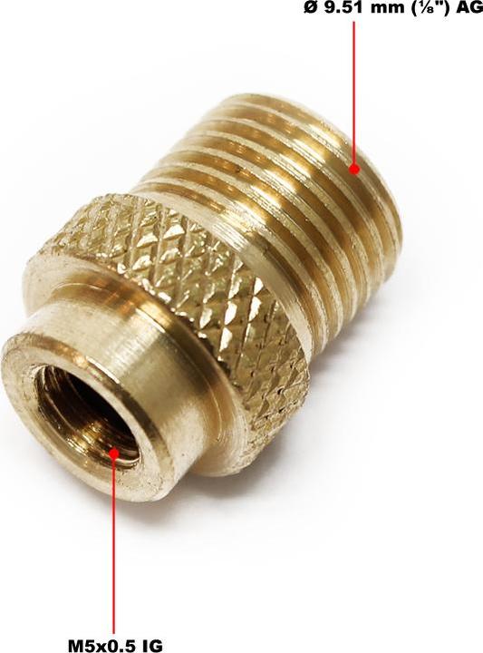 Produktbild Wiltec Airbrush Adapter Reduzierstück M5x0,5 IG 9,51 mm (1/8") AG Luftschlauch Zubehör