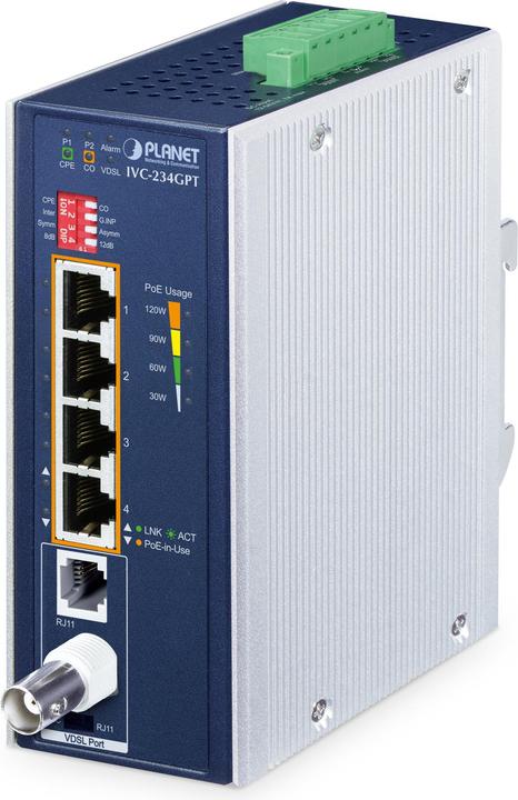 Produktbild Planet 4-Port 1G Ethernet PoE to VDSL2 Extender IVC-234GPT