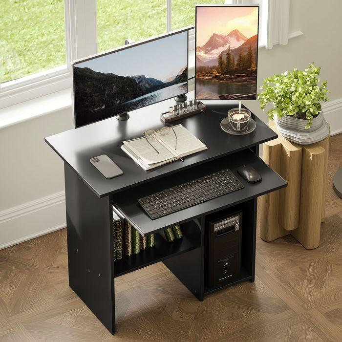 Image du produit Swisshandel24 Computertisch, Schreibtisch mit offenen Fächern und Ablageflächen, Bürotisch