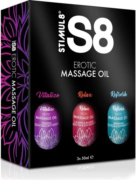 Actual product image Stimul8 S8 Massage Oil Box 3x 50ml (50 ml)