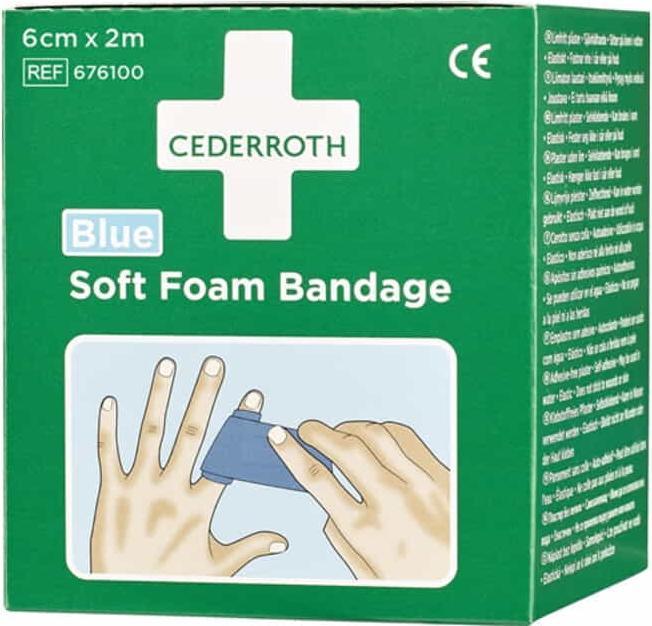 Produktbild Cederroth Pflaster und Bandage Soft Foam selbsthaftend elastisch, blau Rolle 6 cm x 2 m (1 x)