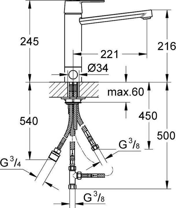 Produktbild Grohe Get Küchen Spültisch Armatur, mit integrierte Vorabsperrung