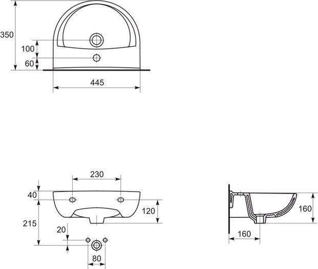 Produktbild Cersanit Waschbecken (350 mm, 445 mm)