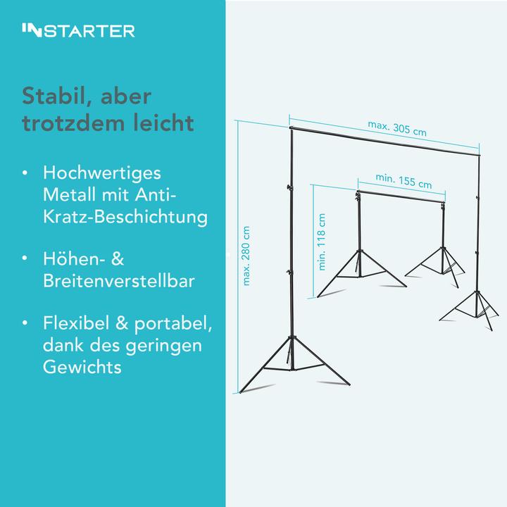 Immagine prodotto Wiltec Sistema di sfondo Instarter 155 - 305 cm (305 cm, 280 cm)
