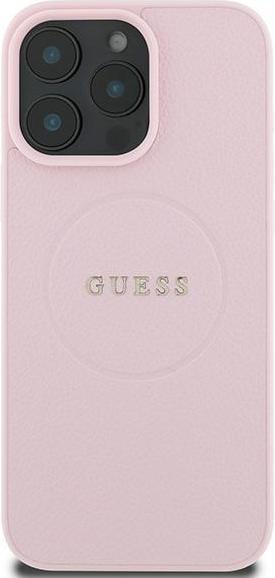 Produktbild Guess GUHMP15XPGHSMMP iPhone 15 Pro Max 6.7" różowy/pink MagSafe PU Grained Gold Ring (Apple iPhone 15 Pro Max)