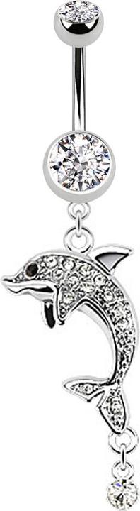 Star Piercing Banane silber mit Anhänger Delfin silber (Chirurgenstahl 316L, ohne Messing)