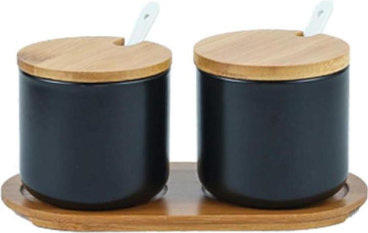 Produktbild OnePine 2er-Set Gewürzdosen mit Löffel und Tablett (0.52 l)