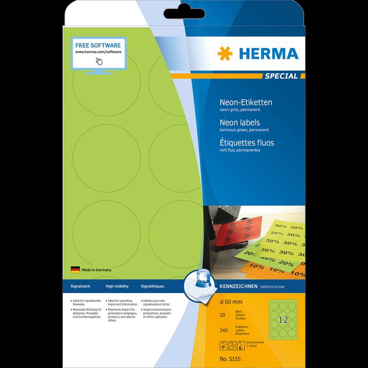 Produktbild HERMA Neon Etiketten A4