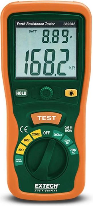 Image du produit Extech 382252 - aardingsmeter met accessoires - draagtas - display - achtergrondverlichting - complete set (CAT III)
