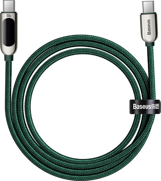 Actual product image Baseus Display Fast Charging Data Cable Type-C to Type-C 100W 2m Green (2 m, USB 2.0)