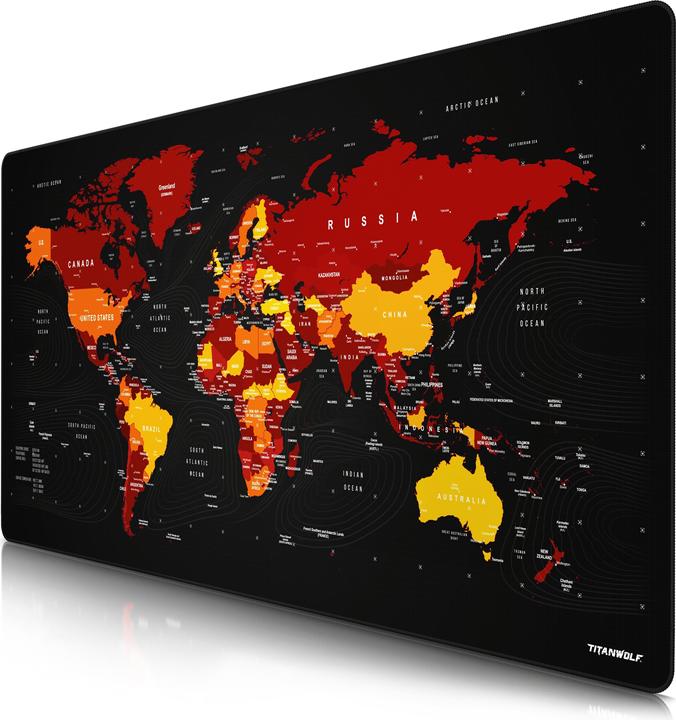 Actual product image Titanwolf Gaming Mouse Pad, XXXL Speed Mouse Mat 1200 x 600 mm, Speed & Precision, World Map red