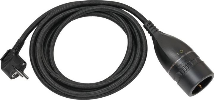 Actual product image Brennenstuhl Extension cable textile cable bw/sw (3 m, CEE 7/3)