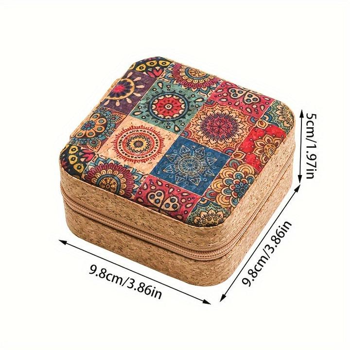Only-Bags.Store Vintage-inspirierte Schmuckschatulle mit Holzmaserung - kompakter, quadratischer Organizer mit