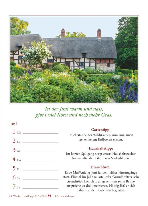 Produktbild Harenberg Bauernweisheiten Wochenkalender 2026 - Bauernregeln, Brauchtum, Gartentipps, Haushalt (A5, Harter Einband, Deutsch)