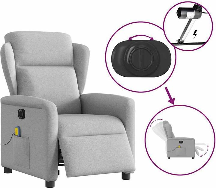 Actual product image VidaXL Massage chair electric cloud grey fabric