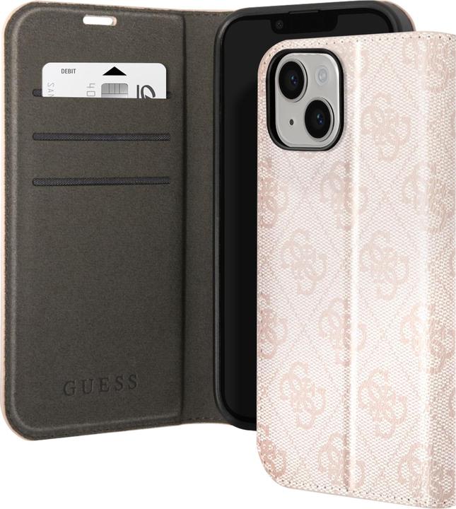 Actual product image Guess GUBKP14MHG4SHP iPhone 14 Plus 6.7" różowy/pink book 4G Vintage Gold Logo (Apple iPhone 14 Plus)