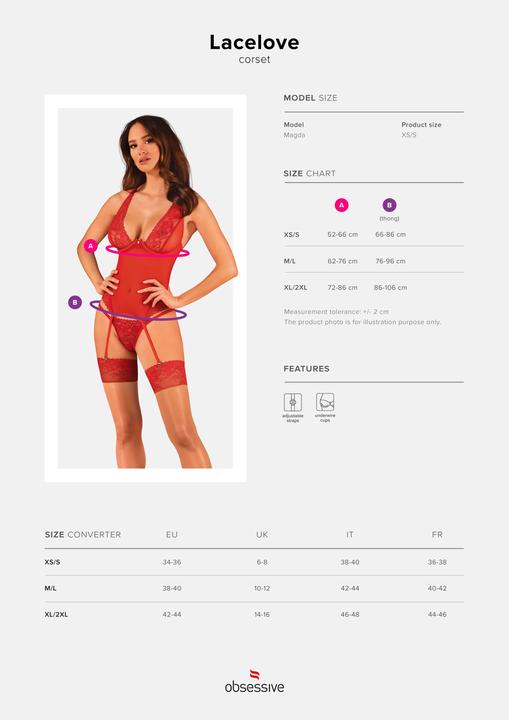 Productafbeelding Obsessive Lacelove Korsett Rot M/L (M, L)
