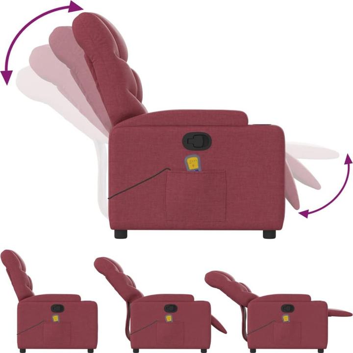 Immagine prodotto VidaXL Poltrona massaggiante in tessuto rosso vino,Colore: Rosso vino,Materiale: Tessuto