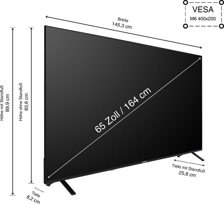 Produktbild Telefunken QU65TO750S (164 cm (65 Zoll), schwarz, UltraHD/4K, Triple Tuner, SmartTV, TiVo Betriebssystem) (65", QLED, 4K, 2024)