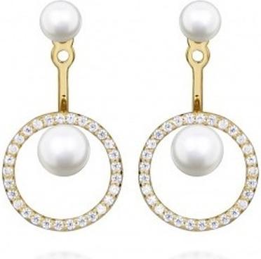 Actual product image Silver Cat Decent gold-plated earrings with zircons and pearls 2 in 1 SC502