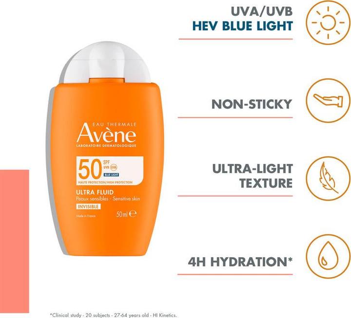 Immagine prodotto Avène Ultra Fluid Invisible (Crema solare viso, SPF 50, 50 ml, 68 g)