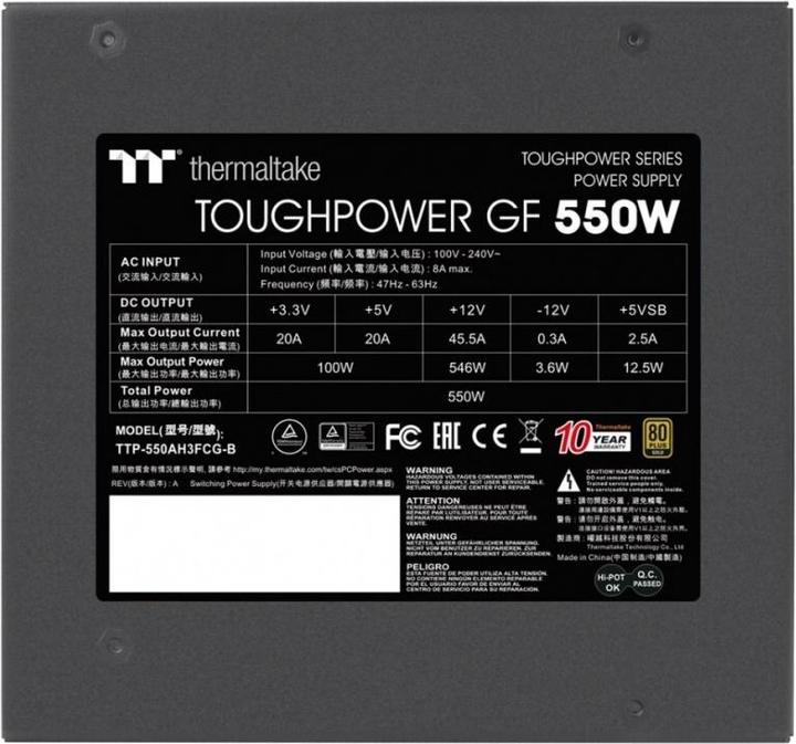 Actual product image Thermaltake Zasilacz ToughPower GF 550W (PS-TPD-0550FNFAGE-2) (550 W)