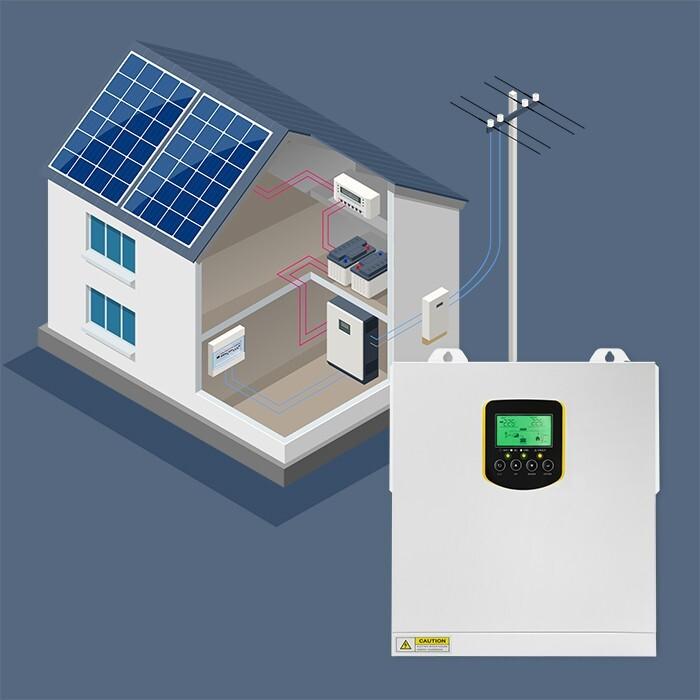 Produktbild Qoltec Hybrid Netzunabhängiger Solar-Wechselrichter 2 5 kVA | 2 5 kW | 100 A | MPPT | LCD-Anzeige |